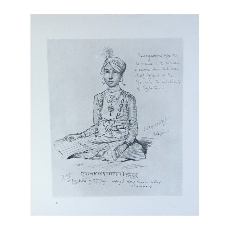 An Indian Sketch Book: First Edition. "Impression of the East and the Great Durbar." Publishers cream cloth with brown title. Brown title to spine. Name on inside. Frontispiece sketched plate with notes. 104 full-page sketc