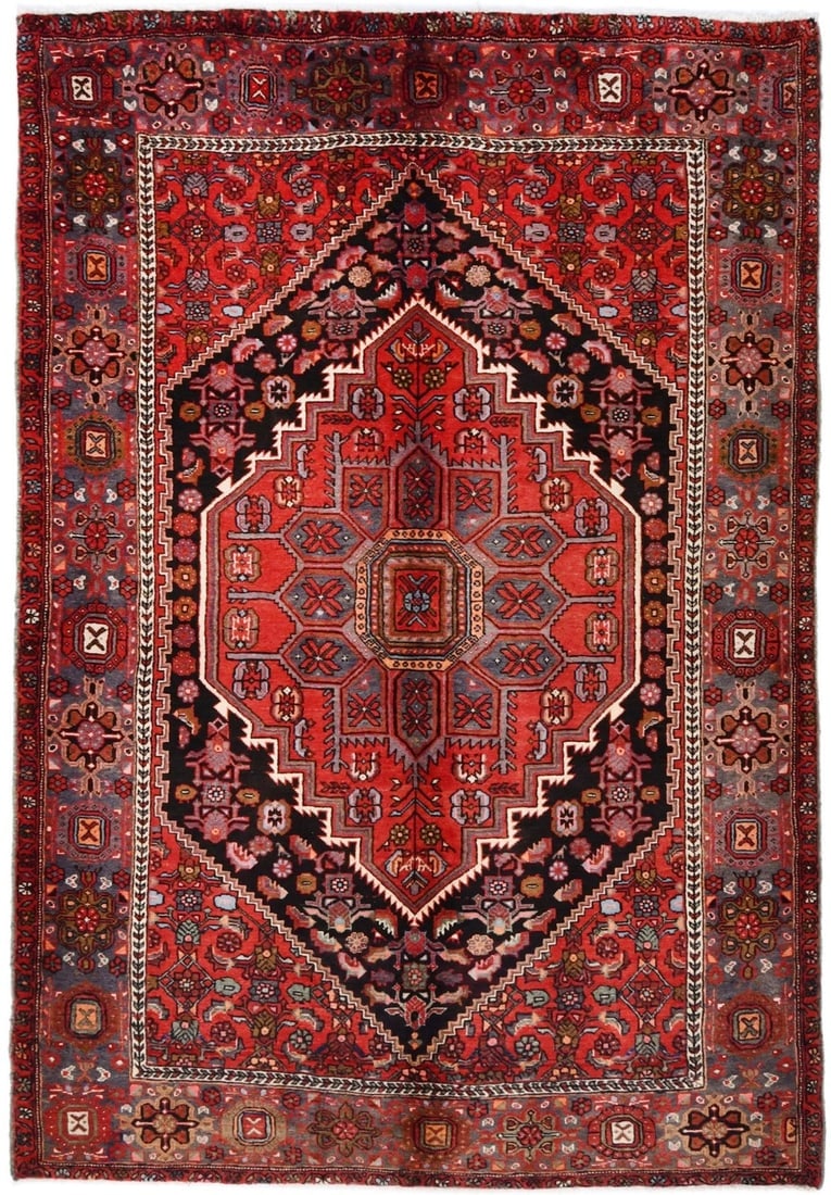 Vintage Red Floral 4'6X7 Zanjan Gholtogh Persian Rug (1 of 12)
