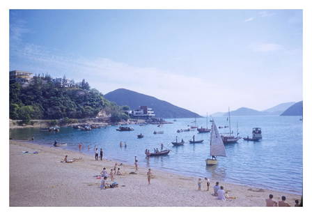 Boats At The Beach By Toni Frissell Oversize Archival Pigment Print Framed In White: Description Small boats anchored offshore at a beautiful beach, 1959. (Toni Frissell) 48 x 72 inches / 121 x 182 cm paper size Archival Pigment Print Framed in solid white wood frame with mount Ready