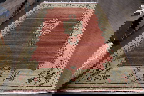 7'8x11'9 ft, ORANGE BEIGE RUG: Title: 7'8x11'9 ft, ORANGE BEIGE RUGOridign: TurkeyDate/Period: 1960 - 1970Materials: Wool and CottonSize: Width: 7.8 feet