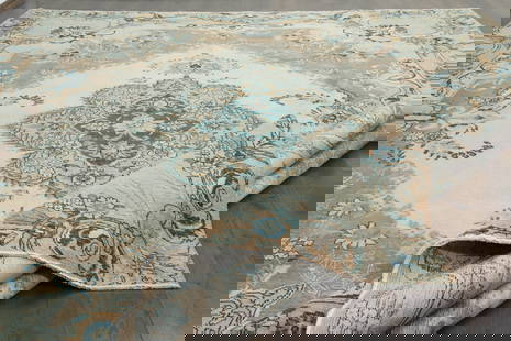 9'7x12'8 ft, BEIGE FLORAL RUG: Title: 9'7x12'8 ft, BEIGE FLORAL RUGOridign: TurkeyDate/Period: 1960 - 1970Materials: Wool and CottonSize: Width: 9.7 feet
