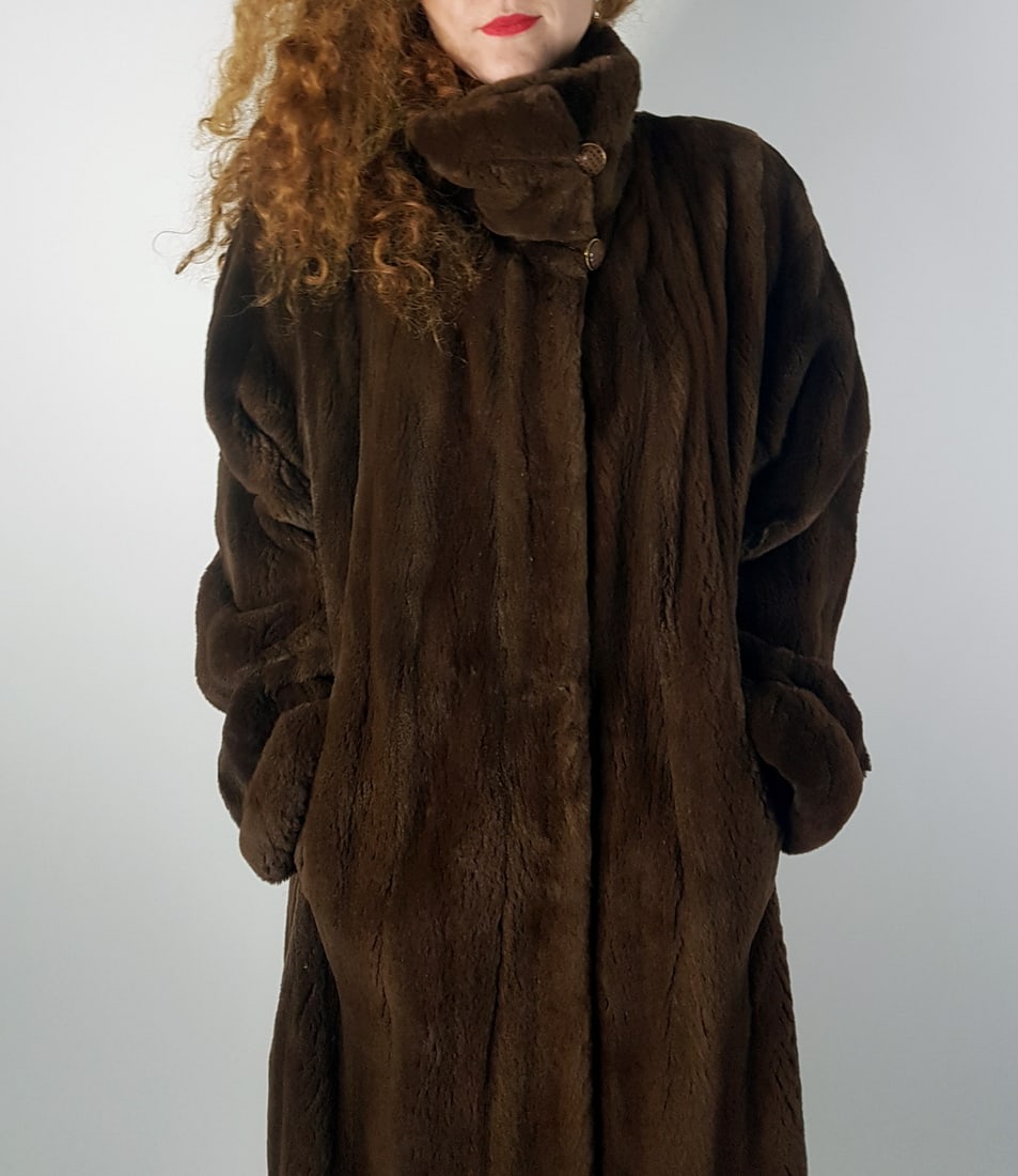 BROWN SHEARED MINK FUR COAT EU: XXL ; US: 22 (1 of 12)