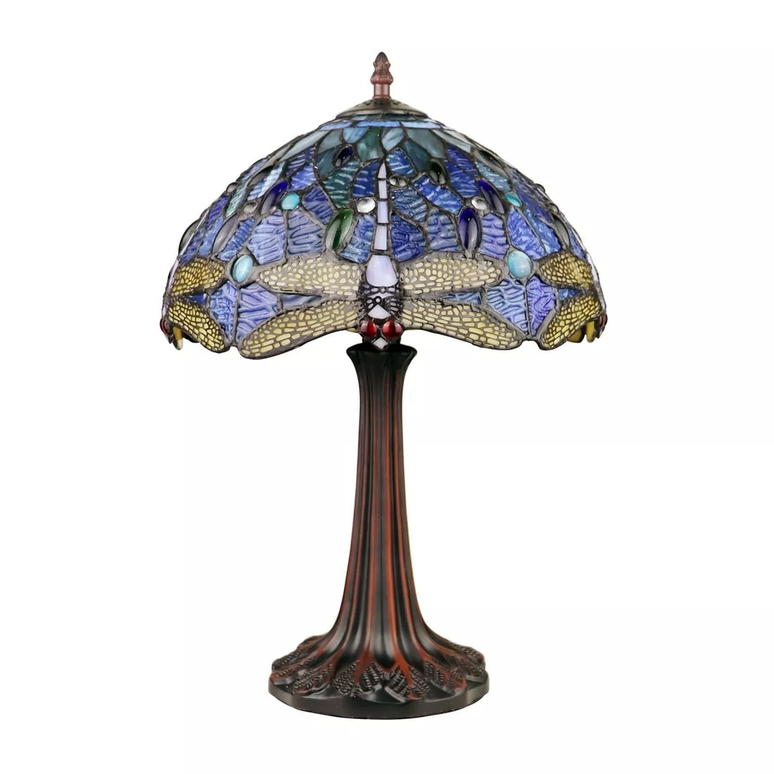 17" Blue Stained Glass Dragonfly Table Lamp (1 of 8)