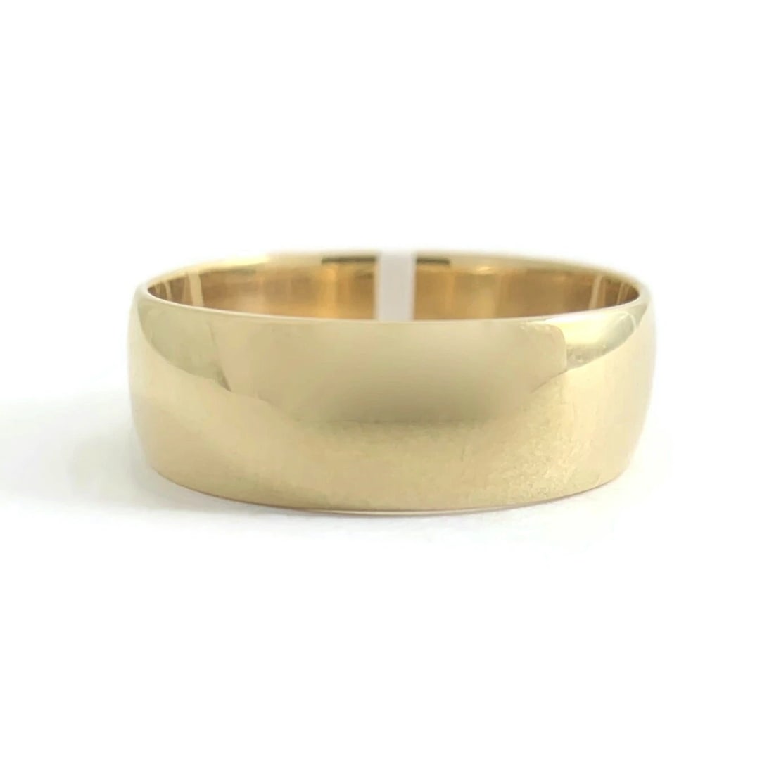 Men's Wide Plain Wedding Band Ring 14K Yellow Gold, Size 8.25, 6.3 mm, 3.87 Gram (1 of 9)