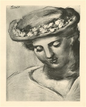 Pablo Picasso - Femme au chapeau: Medium: collotype (after the painting). Printed in Paris in 1926 in an edition of 700 and published by Christian Zervos for the art revue Cahiers d'Art. Image size: 8 x 6 1/4 inches (205 x 158 mm). Sh