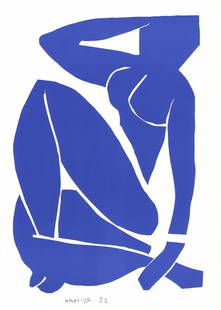 1984 Henri Matisse Lithograph Blue Figure 3: Artist: Henri Matisse Country: France Title: Blue Figure 3 Medium: Lithograph Paper Size: 14 x 10 inch Printed: 1984 in USA Provenance: Matisse paper cutout Condition: Very good COA: Certificate of au