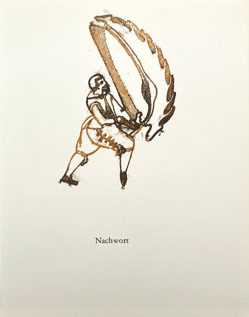 Max Ernst Original Lithograph 1970 Nashwort: Artist: Max Ernst Country: Germany / France Title: Nashwort Medium: Original Lithograph Marks: Not signed, not numbered Paper: 13 x 9.5 inch Printed: 1970 by Manus Presse Provenance: Suite: Lewis Carr