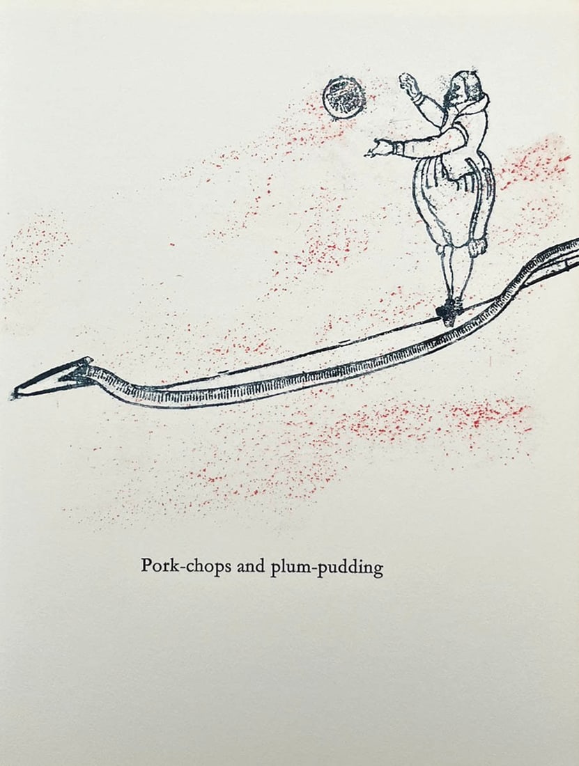 Max Ernst Original Lithograph 1970 Pork Chops and Plum Pudding: Artist: Max Ernst Country: Germany / France Title: Pork Chops and Plum Pudding Medium: Original Lithograph Marks: Not signed, not numbered Paper: 13 x 9.5 inch Printed: 1970 by Manus Presse Provenance