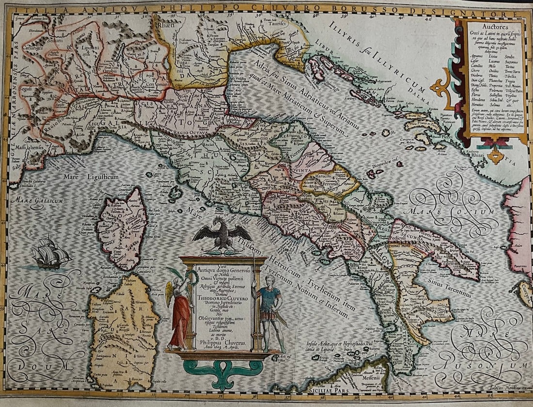 c.1635 Map of Ancient Italy by Jodocus Hondius (1 of 4)