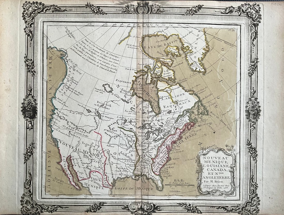 1766 Map of North America by Desnos & Brion, Paris (1 of 4)