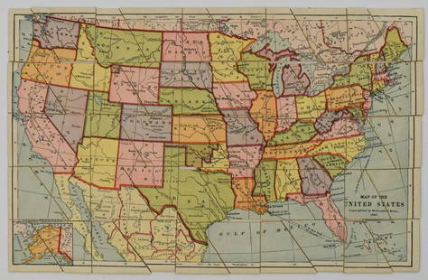 1889 McLoughlin Puzzle Map of the US -- Dissected Map of the United States: Title/Content: 1889 McLoughlin Puzzle Map of the US -- Dissected Map of the United States Cartogrpaher: McLoughlin Bros. Year/Place: 1889 c., New York Dimensions: 8.5 X 13 in. puzzle; 6.8 X 9.4 in. bo
