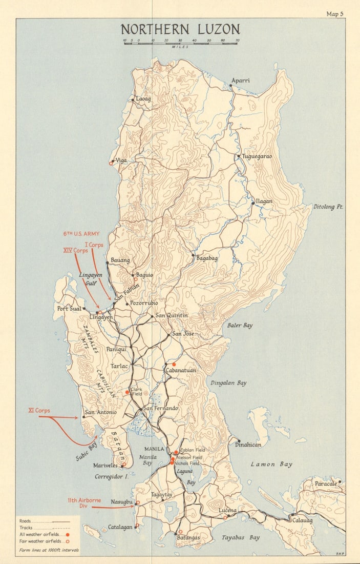 Battle of Luzon. S-Day. January 1945. Philippines Campaign. World War 2 1965 map (1 of 1)