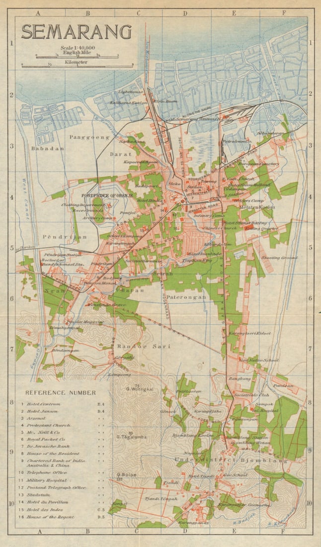 Semarang antique town city plan. Central Java. Indonesia 1920 old map (1 of 1)