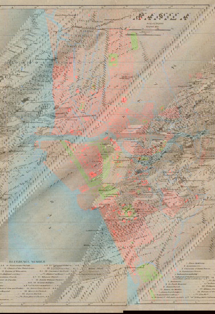 Manila antique town city plan. Philippines 1917 old map chart (1 of 1)