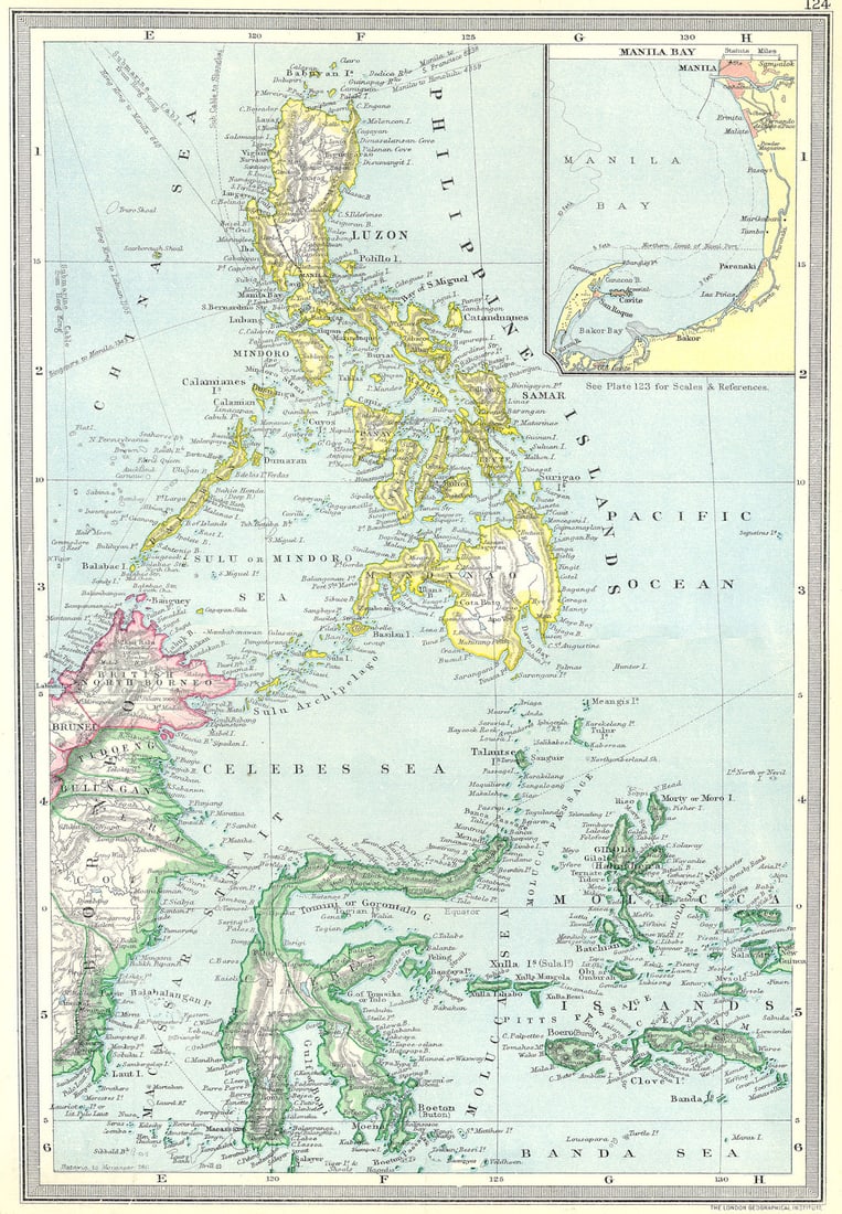 PHILIPPINES. Philippine Islands; map of Manila Bay 1907 old antique chart (1 of 1)