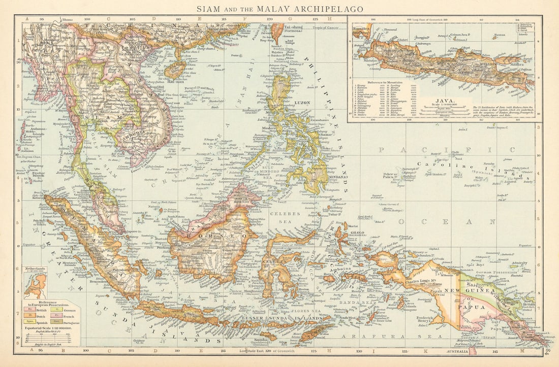 Siam and the Malay Archipelago. Indonesia Indochina Philippines. TIMES 1895 map (1 of 1)