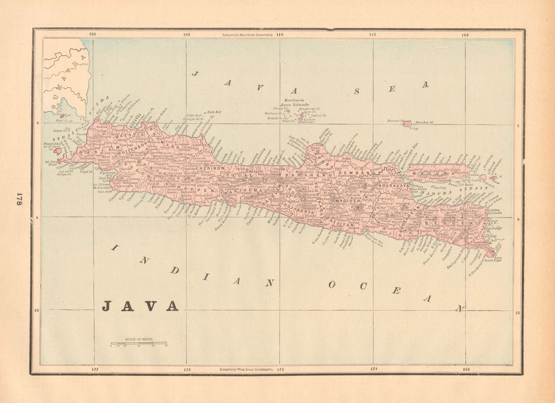 Java. Dutch East Indies. Indonesia. CRAM 1894 old antique map plan chart (1 of 1)