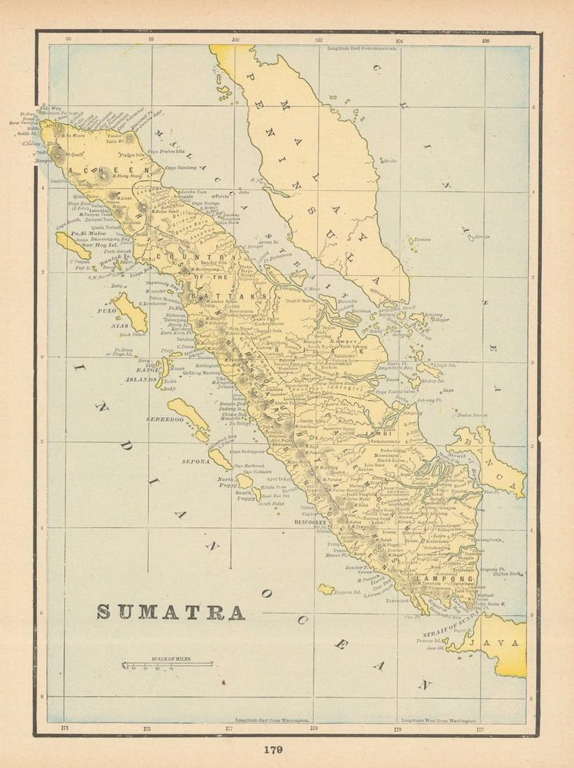 Sumatra. Dutch East Indies. Indonesia. CRAM 1894 old antique map plan chart (1 of 1)