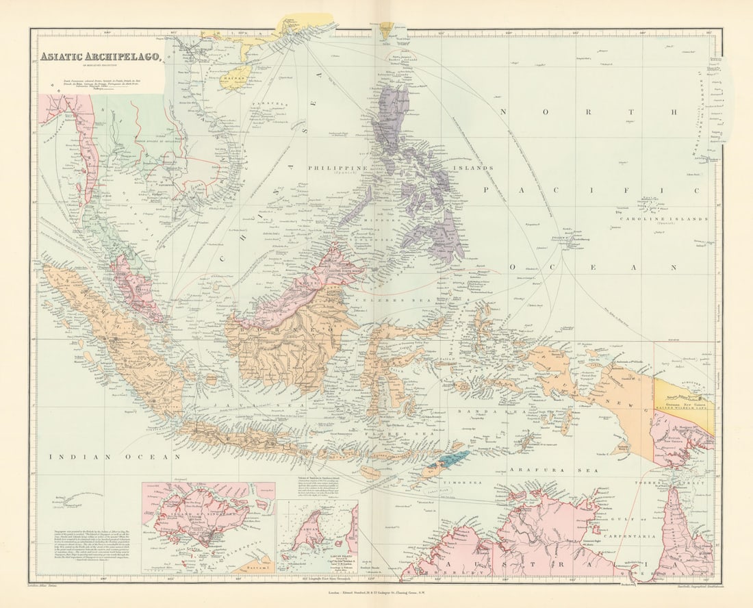 Asiatic Archipelago. Indonesia Philippines Singapore. 53x64cm. STANFORD 1896 map (1 of 1)