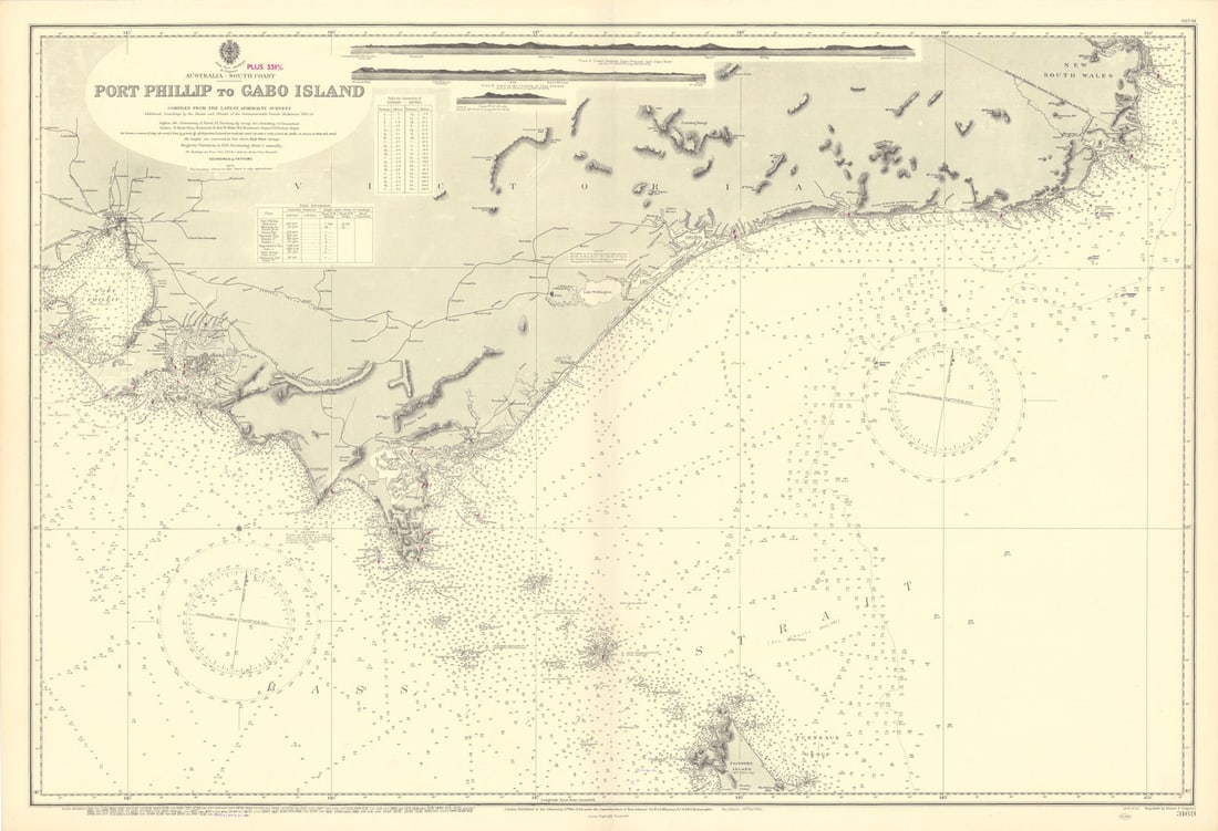 Victoria coast Australia Melbourne Bass Strait ADMIRALTY chart 1902 (1954) map (1 of 1)