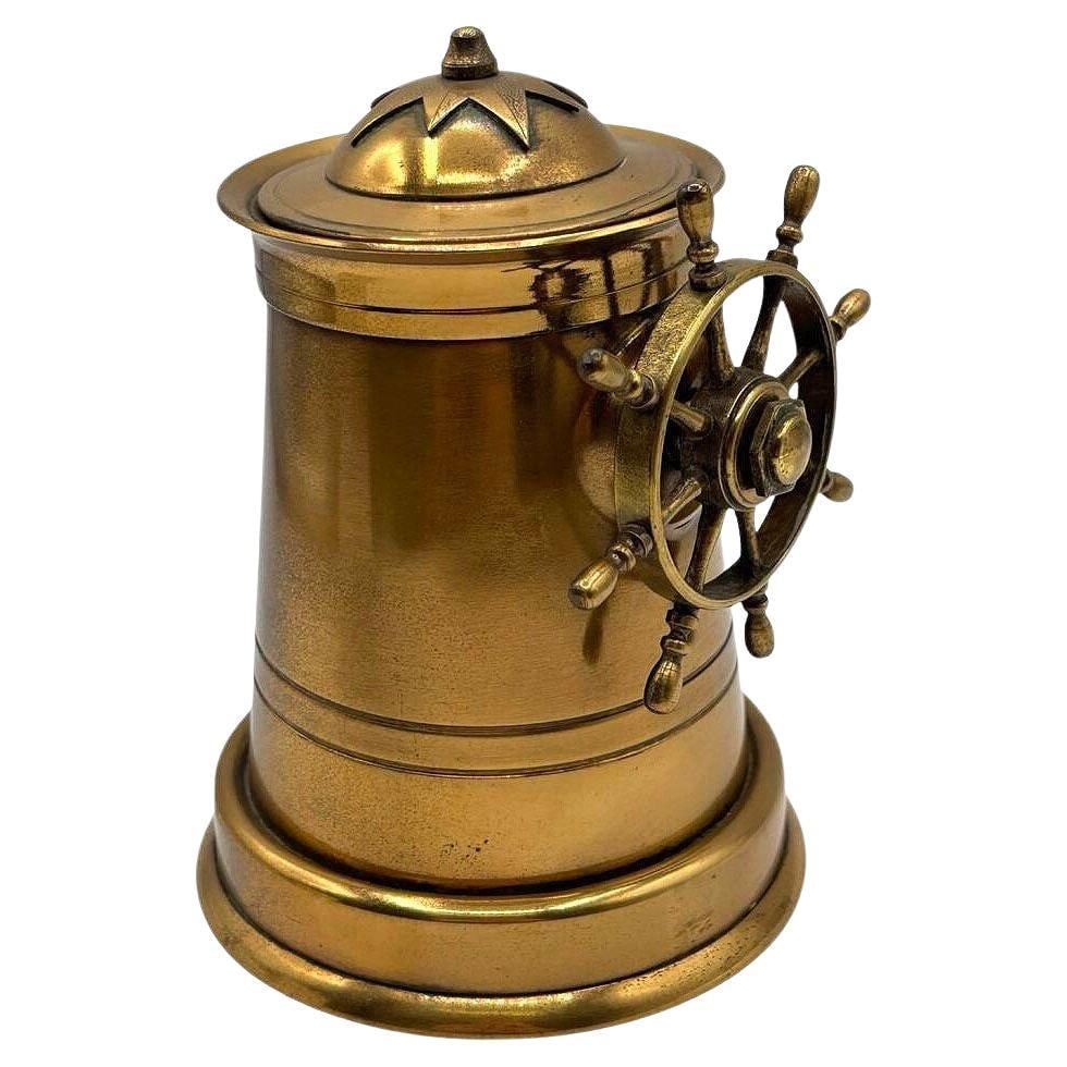 Mid Century Brass Pop-Up Cigarette Nautical Lighthouse Dispense w/ Ship Helm (1 of 19)