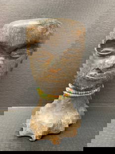 Fang Head: Title: Fang Head Date/Period: Late 20th Century Dimension: 9.5" h x 4.75" w Material: Wood Additional Information: African Tribal Art Fang Head Sculpture Reserve: $100.00 Shipping: Domestic: Flat-rate