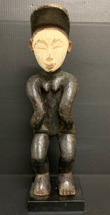 Lumbo Sculpture: Title: Lumbo Sculpture Date/Period: Late 20th Century Dimension: 24" h x 7.5" w Material: Wood Additional Information: African Tribal Art Lumbo Statue Reserve: $200.00 Shipping: Domestic: Flat-rate of