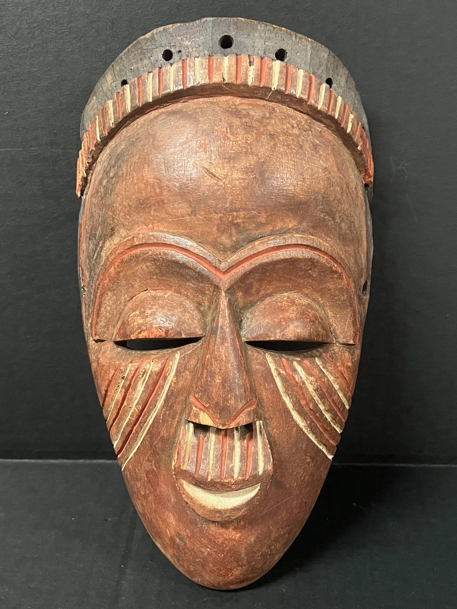 Kuba Mask: Title: Kuba Mask Date/Period: Late 20th Century Dimension: 12" h x 7" w Material: Wood Additional Information: African Tribal Art Kuba Mask Reserve: $100.00 Shipping: Domestic: Flat-rate of $40.00 to 