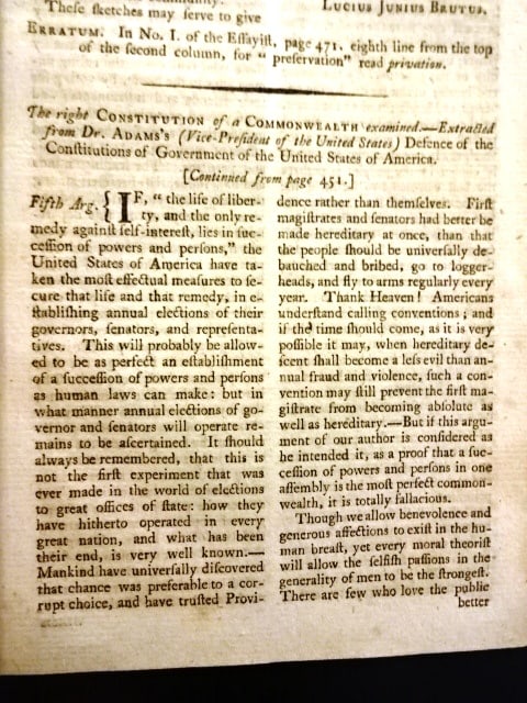 1790 Magazine John Adams on Government (1 of 6)