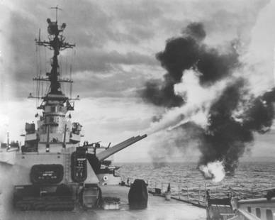 KOREAN WAR_U.S.S. TOLEDO FIRES ON MILITARY TARGETS ON EAST KOREAN COAST: Title: KOREAN WAR_U.S.S. TOLEDO FIRES ON MILITARY TARGETS ON EAST KOREAN COAST Original Date: KOREAN WAR Dimensions: 8X10 / 10X8 ACCORDINGLY Description: || UNITED STATES SHIPPING ONLY! || This lot is