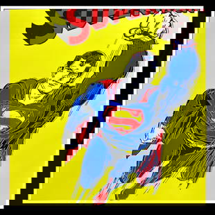 AFTER ANDY WARHOL "SUPERMAN" Trial Proof Screenprint-Diamond Dust- Flat Ship- Beautiful: Andy Warhol &#8220;Superman"(F&S II # 260). Image from the Myths Suite of 1981. Proof Edition- Trial Screenprint with diamond dust. Beautiful yellow background. I have been buying the Proof Edition fo
