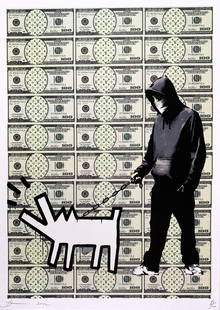 Death NYC Banksy Haring: Title: Death NYC Banksy Haring Date/Period: 21st Century Materials: Giclee on Fine art 300 gsm paper Size: 17 3/4 x 12 1/2 inches Artist: Death NYC, limited edition giclee on paper, out of eddition of