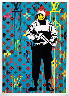 Death NYC Banksy Louis Vuitton: Title: Death NYC Banksy Louis Vuitton Date/Period: 21st Century Materials: Giclee on Fine art 300 gsm paper Size: 17 3/4 x 12 1/2 inches Artist: Death NYC, limited edition giclee on paper, out of eddi