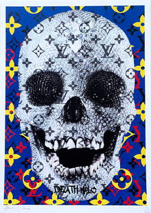 DEATH NYC Louis Vuitton Damien Hirst: Title: DEATH NYC Louis Vuitton Damien Hirst Date/Period: 21st Century Materials: Giclee on Fine art 300 gsm paper Size: 17 3/4 x 12 1/2 inches Artist: Death NYC, limited edition giclee on paper, out o