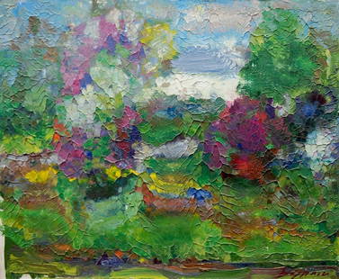Abstract oil painting Trees bloom Dupliy Sergey Alexandrovich: Verns 253 *** ABOUT THIS PAINTING *** * TITLE: "Trees bloom" * ARTISTS: Dupliy Sergey Alexandrovich * SIZE: 40x50 cm/'15.74x19.68 inches' * MEDIUM: oil, cardboard * HAND PAINTED: Original painting fro