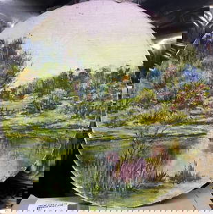 Oil painting Forest landscapes Kizenko Vladimir: &#8470;605 *** ABOUT THIS PAINTING *** * TITLE: "Forest landscapes" * ARTISTS: Kizenko Vladimir * DIAMETER: 24 cm/'9.44 inches' * MEDIUM: oil, cardboard * HAND PAINTED: Original painting from our coll