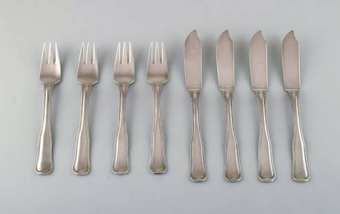 Georg Jensen Old Danish fish cutlery in sterling silver. Complete for four people.: Title:Georg Jensen Old Danish fish cutlery in sterling silver. Complete for four people. Description:Georg Jensen Old Danish fish cutlery in sterling silver. Complete for four people. In very good con