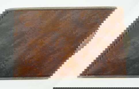 VINTAGE C.1930 BIRCH STERLING SILVER BOX CASE UNIQUE: NW5-UTO COLLECTIBLE UNIQUE C.1930 BIRCH & STERLING SILVER BOX UNIQUE RARE WONDERFUL BOX ONE OF A KIND MEASURES 5'' X 3 1/4'' X 1/2'' has inside inclusion and crack on birch The piece sold as-is. Reser