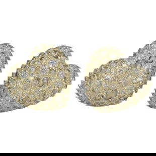 Pomellato Sabbia 18k Gold Brown Diamond Heart Clip Earrings: About the Item This pair of Pomellato Sabbia heart earrings is crafted in 18k yellow gold and set with a shimmering array of brown diamonds in mixed rose-cut and round brilliant-cut pavé settings