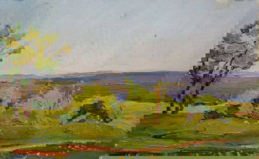 Oil painting Summer day: &#8470;Verns 273 *** ABOUT THIS PAINTING *** * TITLE: "Summer day" * ARTISTS: Unknown artist * SIZE: 24x36 cm/'9.44x14.17 inches' * MEDIUM: oil, cardboard * HAND PAINTED: Original painting from our co