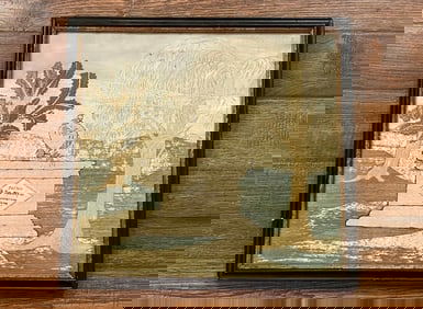 Antique Silk Embroidered Memorial To George Washington Sampler  19th Century