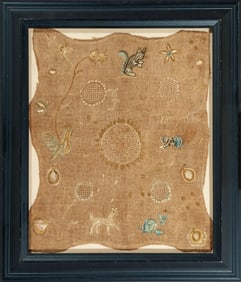 c. 1740 Philadelphia Dresden Needlework Tea Pot Mat