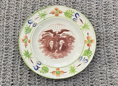 Historical Staffordshire Pearlware Washington And Lafayette Childs Plate