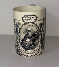 Staffordshire Creamware Liverpool Marquis Cornwallis Tankard Mug Ca. 1800