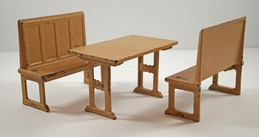 Table w/ Benches Doll House Cast Iron Arcade Toy