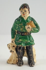 School Girl w/ Dog Cast Iron Hubley Paperweight