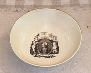 Staffordshire Creamware Liverpool Bowl Long Live The President Washington 1790’s