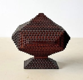 Heavily Layered Tramp Art Pedestal Box
