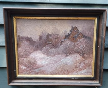 oil painting 1920 Impressionist House On Hill