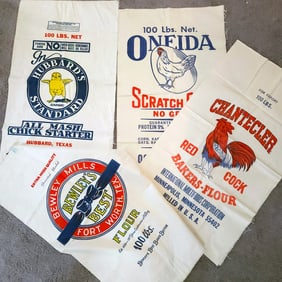Set of 4 Uncut Unused Large Fabric Flour Feed Sacks